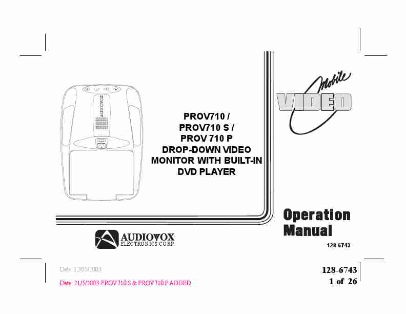 Audiovox Car Video System PROV 710 P-page_pdf